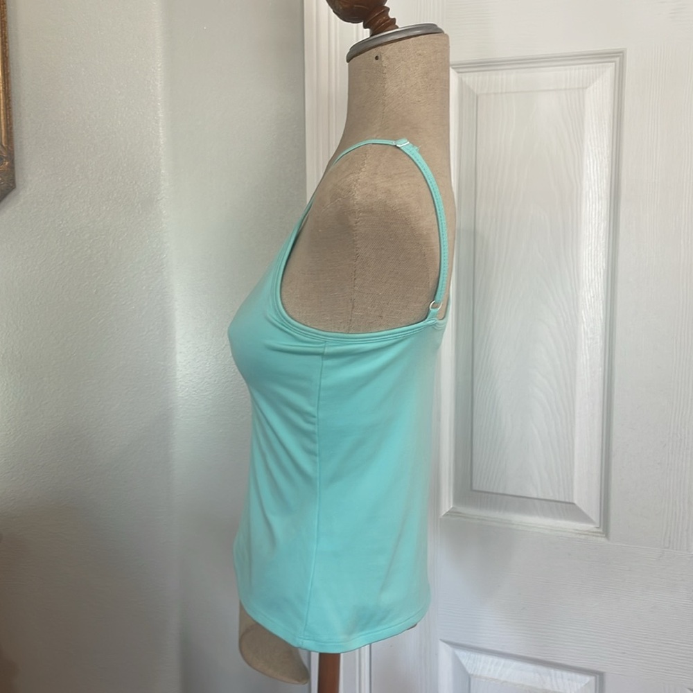 New York & company camisole adjustable spaghetti straps shelf bra turquoise M - Picture 4 of 8